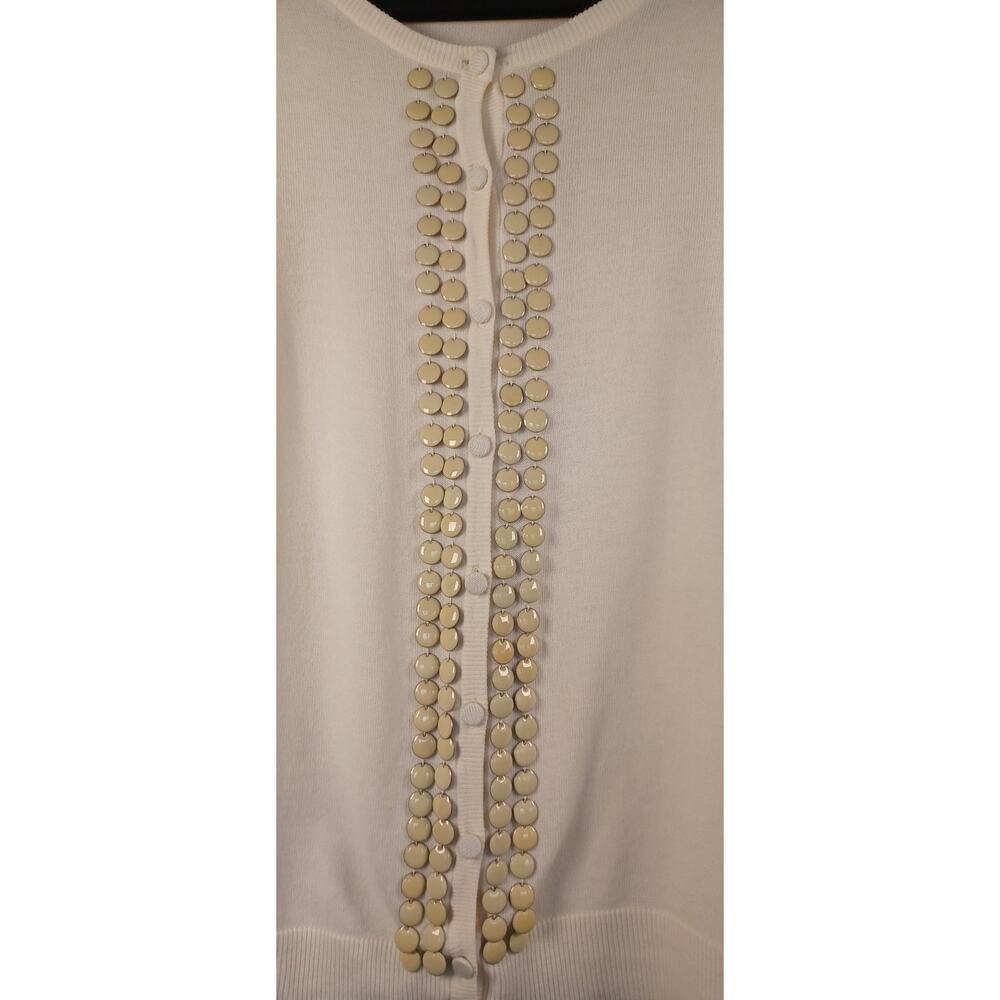Talbots Petites Cream Beaded Cardigan Sweater White Ivory Button Front Size S - Picture 6 of 9